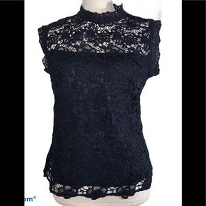 NWT NANETTE LEPORE Lace Crochet Sleeveless Blouse